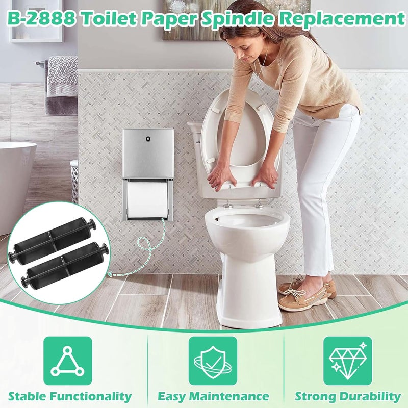 ulapithi B-2888 B-4288 B-4388 B-4288-9 Toilet Paper Holder Roller Spindle Replacement Compatible with Bobrick/Classic/Contura Series Dispensers for Sturdy Replacement Spindle for Toilet Paper Dispensers-2 Pack - Image 5